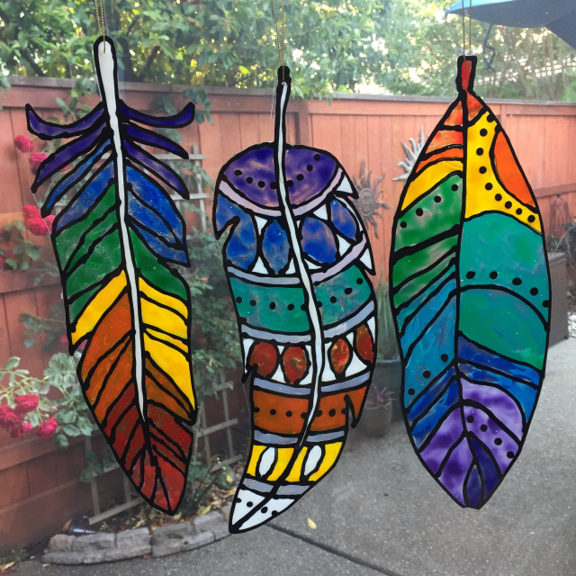 Stained glass feathers